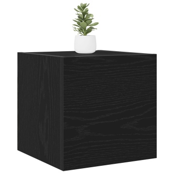 Dulap TV De Pereți Negru cu Stejar 30,5x30x30 cm - Img 3