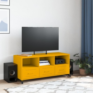 Dulap TV, galben muștar, 100,5x39x43,5 cm, oțel laminat la rece - Img 3