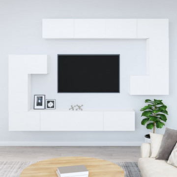 Dulap TV montat pe perete, alb, lemn prelucrat - Img 1