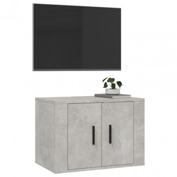Dulap TV montat pe perete, gri beton, 57x34,5x40 cm - Img 4