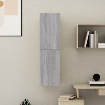 Dulap TV montat pe perete, gri sonoma, 30,5x30x110 cm - Img 4