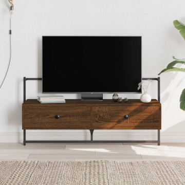 Dulap TV montat pe perete, stejar maro, 100,5x30x51 cm, lemn - Img 1