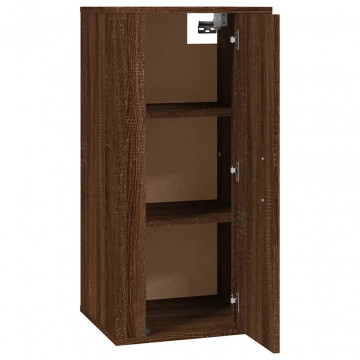 Dulap TV montat pe perete, stejar maro, 40x34,5x80 cm - Img 6