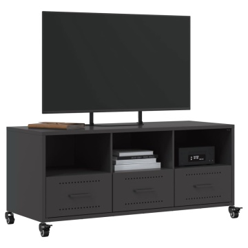 Dulap TV, negru, 100,5x39x43,5 cm, oțel laminat la rece - Img 4