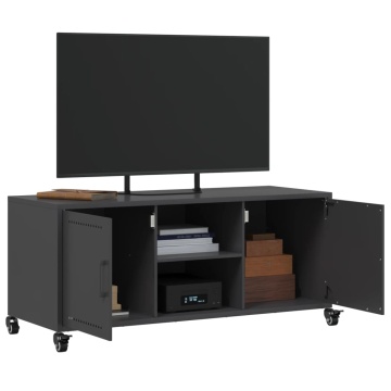 Dulap TV, negru, 100,5x39x43,5 cm, oțel laminat la rece - Img 8