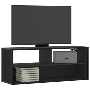 Dulap TV, negru, 100x31x39,5 cm, lemn prelucrat și metal - Img 1