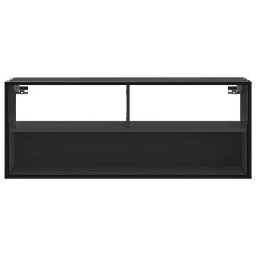 Dulap TV, negru, 100x31x39,5 cm, lemn prelucrat și metal - Img 4