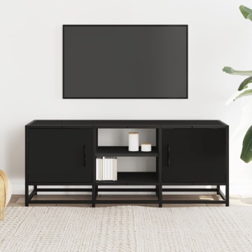 Dulap TV, negru, 100x35x41 cm, lemn prelucrat și metal - Img 3