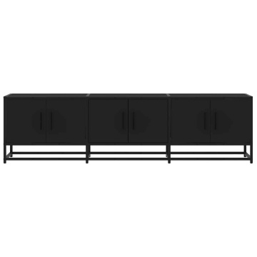 Dulap TV, negru, 150x35x41 cm, lemn prelucrat și metal - Img 4