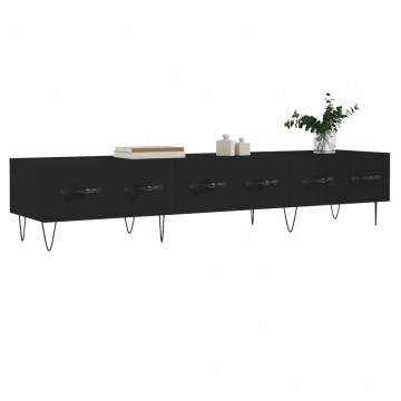 Dulap TV, negru, 150x36x30 cm, lemn prelucrat - Img 3