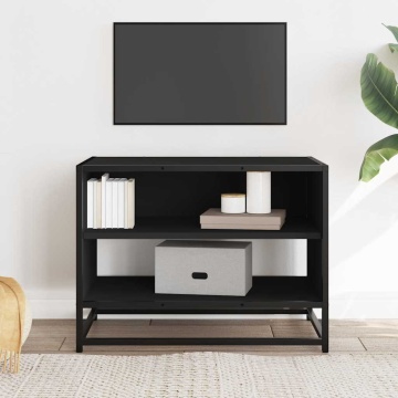 Dulap TV, negru, 61x40x46 cm, lemn prelucrat și metal - Img 3