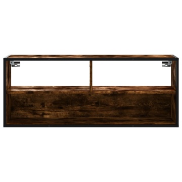 Dulap TV stejar fumuriu 100x31x39,5 cm, lemn prelucrat și metal - Img 4