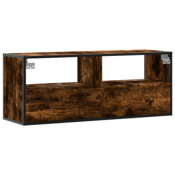 Dulap TV stejar fumuriu 100x31x39,5 cm, lemn prelucrat și metal - Img 5