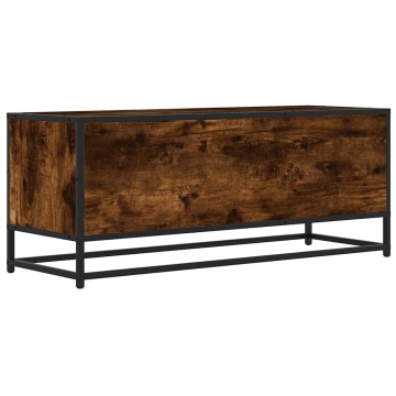 Dulap TV stejar fumuriu, 100x34,5x40 cm lemn prelucrat și metal - Img 5
