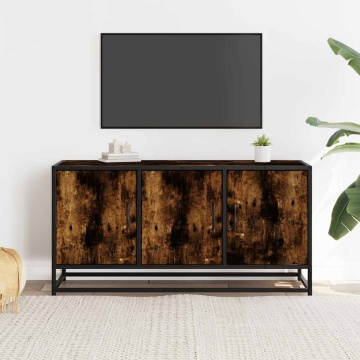 Dulap TV stejar fumuriu, 100x35x50 cm lemn prelucrat și metal - Img 3
