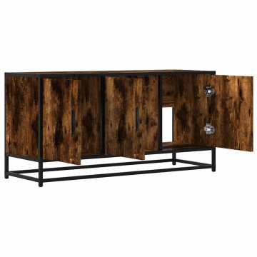 Dulap TV stejar fumuriu, 100x35x50 cm lemn prelucrat și metal - Img 6