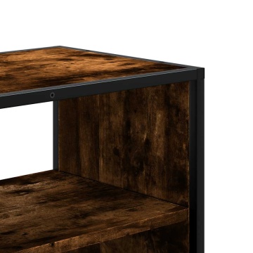 Dulap TV stejar fumuriu, 60x31x39,5 cm, lemn prelucrat și metal - Img 6