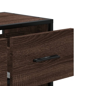 Dulap TV, stejar maro, 60x31x39,5 cm, lemn prelucrat și metal - Img 7