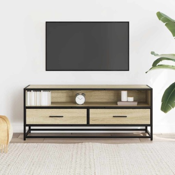 Dulap TV stejar sonoma, 100x34,5x40 cm, lemn prelucrat și metal - Img 3