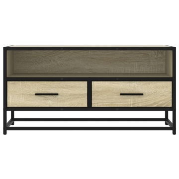 Dulap TV, stejar sonoma, 80x34,5x40 cm, lemn prelucrat și metal - Img 4