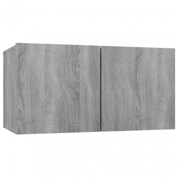 Dulap TV suspendat, gri sonoma, 60x30x30 cm, lemn prelucrat - Img 2