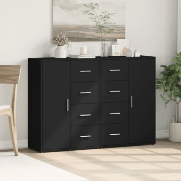 Dulapuri, 2 buc., negru, 60x31x84 cm, lemn prelucrat - Img 3