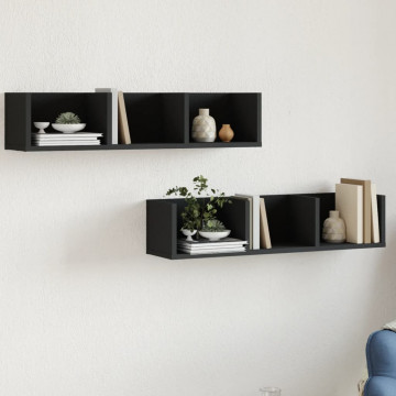 Dulapuri de perete, 2 buc., Negru, 75x18x16,5 cm, lemn compozit - Img 1