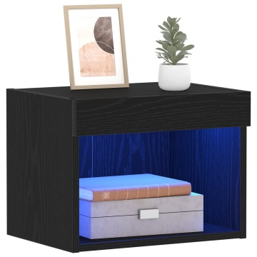 Dulapuri de perete cu lumini LED 2 buc Negru Stejar 40x30x30 cm - Img 3