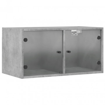 Dulapuri de perete cu uși sticlă 2 buc. gri beton 68,5x37x35 cm - Img 8