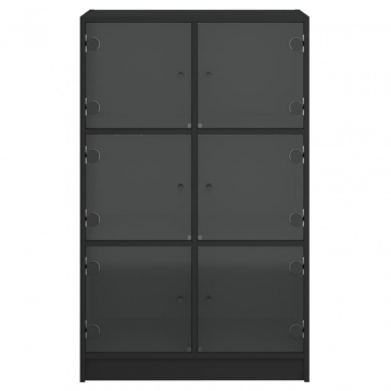 Dulapuri înalte cu uși, negru, 68x37x109 cm, lemn prelucrat - Img 6