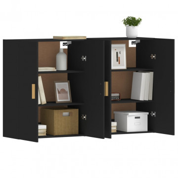 Dulapuri montate pe perete, 2 buc, negru, lemn prelucrat - Img 4