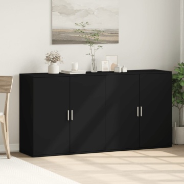 Dulapuri, negru, 2 buc., 79x38x80 cm, lemn prelucrat - Img 3