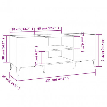 Dulapuri pentru discuri alb lucios 121x38x48 cm, lemn prelucrat - Img 7