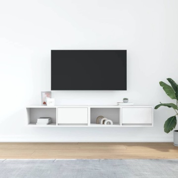 Dulapuri TV 2 buc Alb 80x31x25,5 cm Lemn prelucrat - Img 3