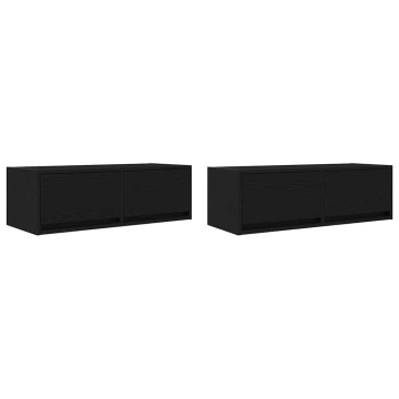Dulapuri TV 2 buc Stejar negru 80x31x25,5 cm Lemn prelucrat - Img 2