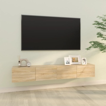 Dulapuri TV de perete 2 buc. stejar 100x30x30 cm lemn compozit - Img 1
