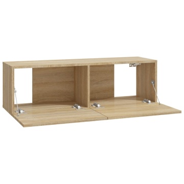 Dulapuri TV de perete 2 buc. stejar 100x30x30 cm lemn compozit - Img 6
