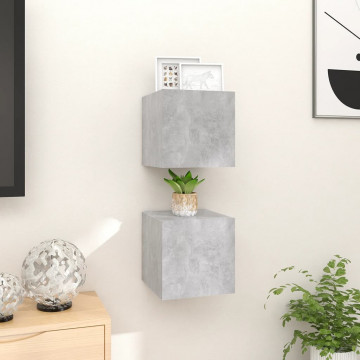 Dulapuri TV montaj pe perete, 2 buc., gri beton, 30,5x30x30 cm - Img 4