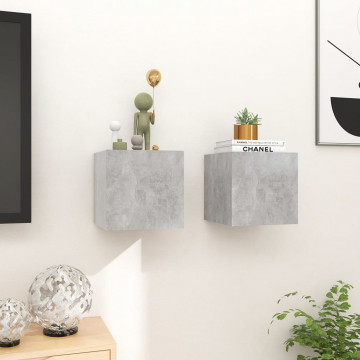 Dulapuri TV montaj pe perete, 2 buc., gri beton, 30,5x30x30 cm - Img 8