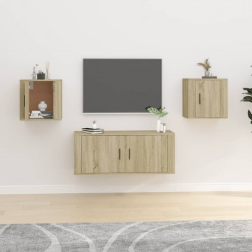 Dulapuri TV montate pe perete 2 buc stejar sonoma 40x34,5x40 cm - Img 1