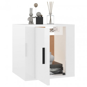 Dulapuri TV montate perete 2 buc. alb extralucios 40x34,5x40 cm - Img 3