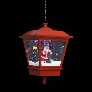 Felinar suspendat cu LED și Moș Crăciun, roșu, 27x27x45 cm - Img 5
