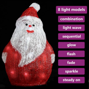 Figurină Moș Crăciun cu LED, 28 cm, acrilic, interior/exterior - Img 4