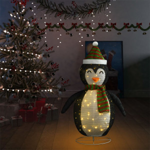 Figurină pinguin decorativ zăpadă Crăciun LED textil lux 120cm - Img 3