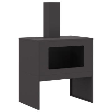Foc de tabără cu horn Negru 60x40x96 cm Oțel - Img 2