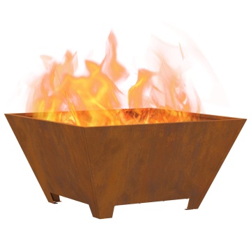 Foc de tabără Pătrat 60x60x30 cm Oțel rezistent la intemperii - Img 3