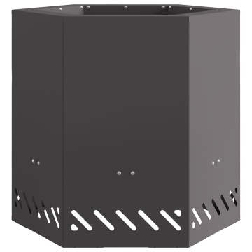 Focar Fără Fum Hexagonal Negru 48x48x51 cm Oțel - Img 4