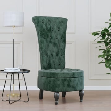 Fotoliu cu spătar înalt verde închis catifea design cu nasturi - Img 1