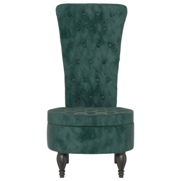 Fotoliu cu spătar înalt verde închis catifea design cu nasturi - Img 3