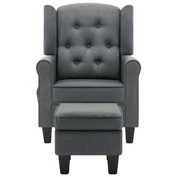 Fotoliu de masaj cu taburet, gri deschis, material textil - Img 3